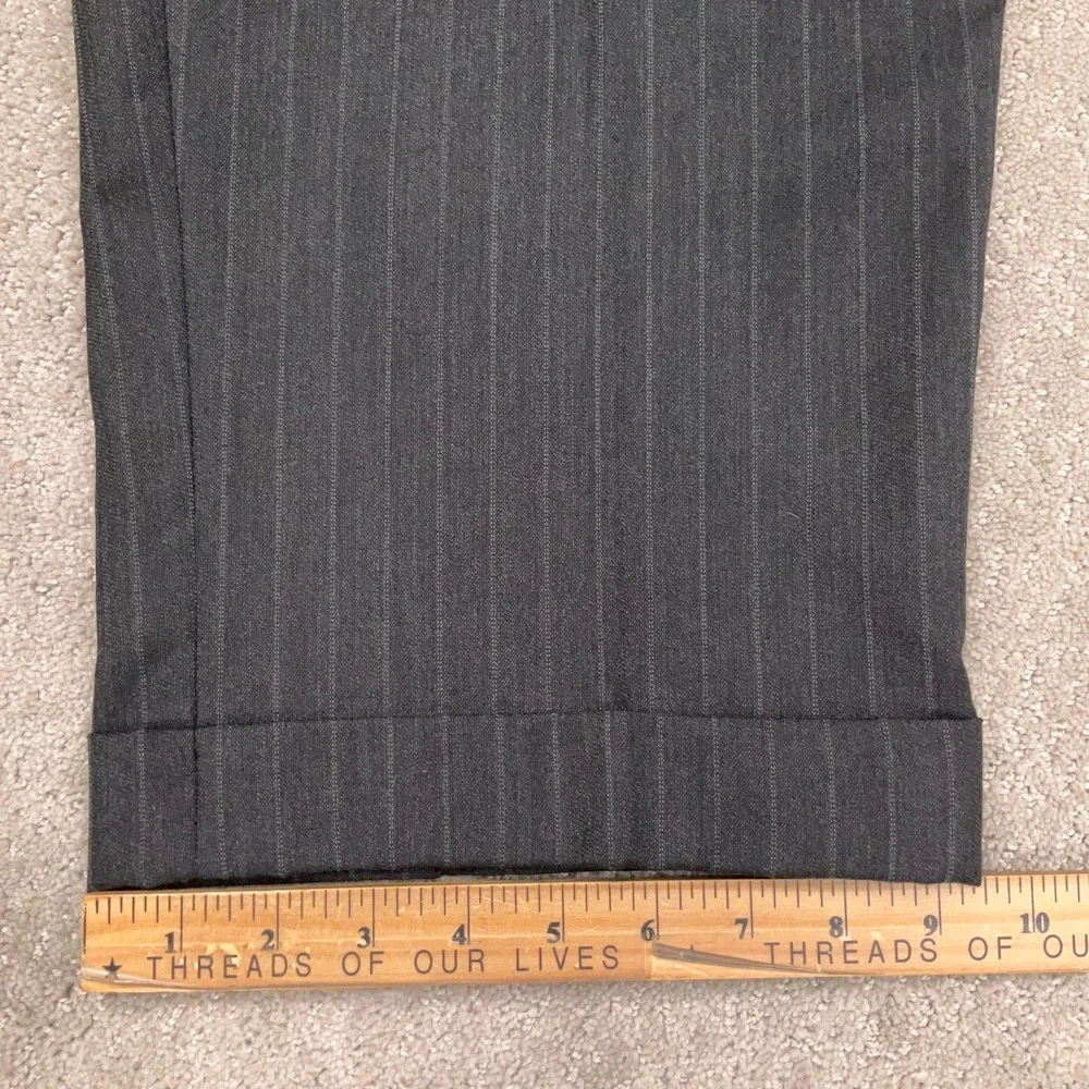 Ralph Lauren Suit Mens 46R Charcoal Pinstripe Corporate Ivy League 3-Button Wool